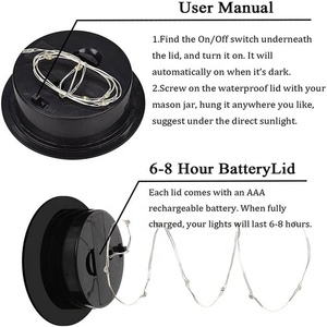 Wason 20 <span class=keywords><strong>Led</strong></span> treo năng lượng mặt trời ánh sáng ngoài trời năng lượng mặt trời Mason Jar Nắp Cổ Tích chuỗi ánh sáng cho giáng sinh <span class=keywords><strong>Patio</strong></span> sân vườn và bãi cỏ - Product Image 4