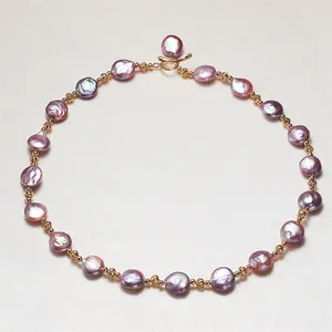 Aimgal gioielli d'acqua dolce barocco viola pulsante perla OT catenaccio collana per le donne