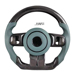 Volante de fibra de carbono en forma de D para <span class=keywords><strong>Jeep</strong></span> Wrangler <span class=keywords><strong>Compass</strong></span> Cherokee <span class=keywords><strong>Precio</strong></span> de fábrica Cuero perforado azul negro de lujo - Product Image 2