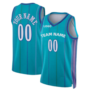 Personalisatie Charlotte Us Team Alle Stijl Goedkope Blauwe Paarse Streep Stijl Custom Gestikt/Hete Pers Basketbal Jersey - Product Image 6