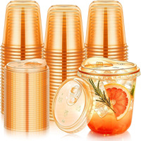 Gobelets jetables en plastique PET rose 12 oz, couleurs assorties bleu, jaune, noir, personnalisables pour eau minérale, café, jus, thé