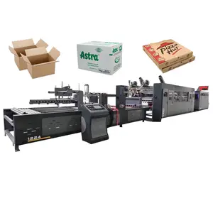 Printer slotter die cutter fold glue bundling production line for corrugated carton box making packing machine