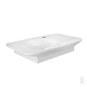 Lavabo suspendido de 94 cm, blanco alpino, con estante a la derecha, para baño - Product Image 1