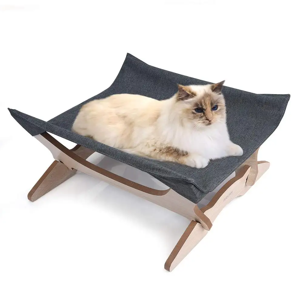 Hamac pliable pour animaux domestiques, lit-balançoire carré, en bois, amovible, pour chat, lit, canapé