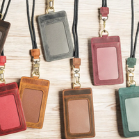 Porta Tarjetas de Identificación Retráctil Personalizado con Cordón, Ecológico, de Cuero PU, para Tarjetas de Visita, Oficina, Venta al Por Mayor, OEM