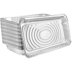 280ml Silver Rectangular Aluminum <b>Foil</b> Food <b>Container</b> - Airline & Aircraft Catering Tray for Cake & Meal - Product Image 1