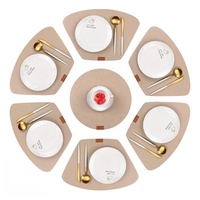 Ensemble de 7 sets de Table en feutre Beige thermo-isolant pour Table à manger en bois