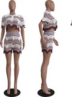 Vente flash : Ensemble décontracté d'été pour femmes, jupe rayée en tricot et haut à manches courtes, ensemble décontracté de plage