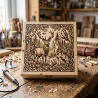 Boîte artisanale en bois de pin brut avec couvercle coulissant - Surface naturelle lisse pour la peinture, la teinture et la gravure au laser