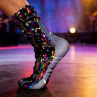 Chaussettes de scène mi-mollet à paillettes scintillantes - Chaussettes de danse de fête à paillettes accrocheuses pour spectacles de scène et événements à thème