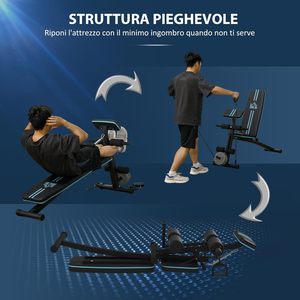 Banco de Gimnasio Plegable <span class=keywords><strong>HOMCOM</strong></span> con Marco de Acero Aleado y Plástico, 7 Niveles Ajustables, Banda de Resistencia, Banco Abdominal Multifuncional - Product Image 4