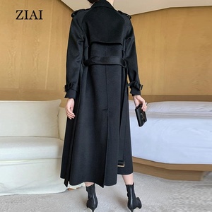 <span class=keywords><strong>Cappotto</strong></span> <span class=keywords><strong>lungo</strong></span> invernale 100% in lana <span class=keywords><strong>cammello</strong></span> doppiopetto caldo e classico da donna in lana impermeabile impermeabile <span class=keywords><strong>cappotto</strong></span> in lana nera - Product Image 2