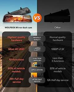 2025new 10 pouces 24H enregistreur miroir Full HD 1080P voiture Dash Cam double objectif enregistreur vidéo conduite boîte noire voiture DVR WIFI Info - Product Image 3