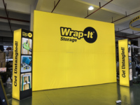 Portable Double Couches Exposition Salon Stand Lightbox Poids Léger Marque Tension Tissu Rétro-Éclairé Cube Lightbox avec logo