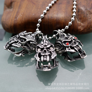 Yunnique – collier avec pendentif squelette en acier inoxydable 316, incrustation de pierre rouge, bijoux de mode de Style Punk - Product Image 5