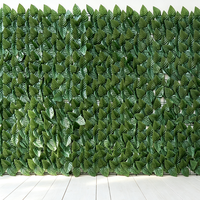 Clôture extensible imperméable en feuilles artificielles, lierre artificiel, plante verte, décoration de clôture de jardin pour cour et balcon extérieurs