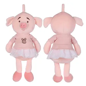 Benutzer definierte Cartoon Soft Stuffed Animal Schwein Plüsch tier Großhandel Baby Cute Pink Pig Doll Mit Kleidung