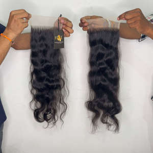 Pelucas con cierre de encaje 5x5 6x6 HD, cabello humano 4x4 5x5, cabello ondulado corporal, cabello humano de templo crudo para mujeres negras África - Product Image 1