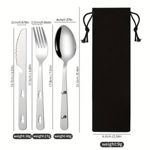 Food Grade Outdoor <b>Cutlery</b> <b>Set</b> Stackable with Bottle Opener Stainless Steel Flatware <b>Set</b> for <b>Picnics</b> Hiking Camping - Product Image 2