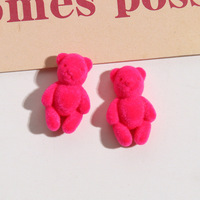Breloques en peluche floquée colorée en forme d'animal de dessin animé 15*24mm, ours à dos plat, boutons à coudre pour accessoires de bijoux DIY