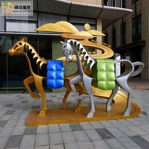 Jiahua Stainless Steel Sculpture Abstract Geometric Outdoor Mirror Metal Garden Landmark Floor Mount - Product Image 2