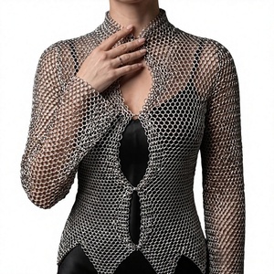 Armure en maille d'acier inoxydable plaqué argent, costume de mode avec design soudé, forme irrégulière, artisanat métallique - Product Image 4