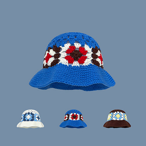 En gros Doux Fleur <span class=keywords><strong>Crochet</strong></span> Tricoté À La Main Chapeau Seau Vintage Fleur Coton Tricoté À La Main Creux Chapeau De Pêcheur - Product Image 2