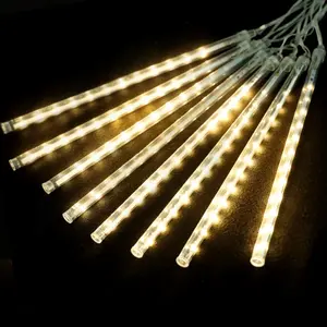 Guirnalda de luces solares, efecto lluvia de meteoritos, 30 cm, blanco cálido, 10 m, ideal para decorar exteriores y crear - Product Image 2