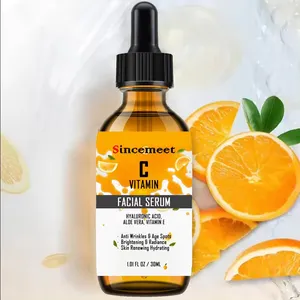 Serum Wajah Anti Penuaan, produk perawatan kulit wajah pemasok kecantikan Anti Keriput asam Hyaluronic alami Vitamin C