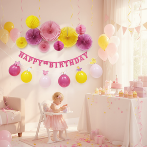 ชุดตกแต่งงานวันเกิดเด็กผู้หญิง EAST <span class=keywords><strong>TERN</strong></span> 11 ชิ้น ชุดลูกโป่ง พวงมาลัย กระดาษพับพัด ลูกบอลรังผึ้ง <span class=keywords><strong>ราคา</strong></span>โรงงาน ทนทาน - Product Image 6