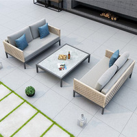 Ensemble de canapés d'extérieur en plastique, design moderne, idéal pour balcon, terrasse, hôtel, cour, jardin, parc