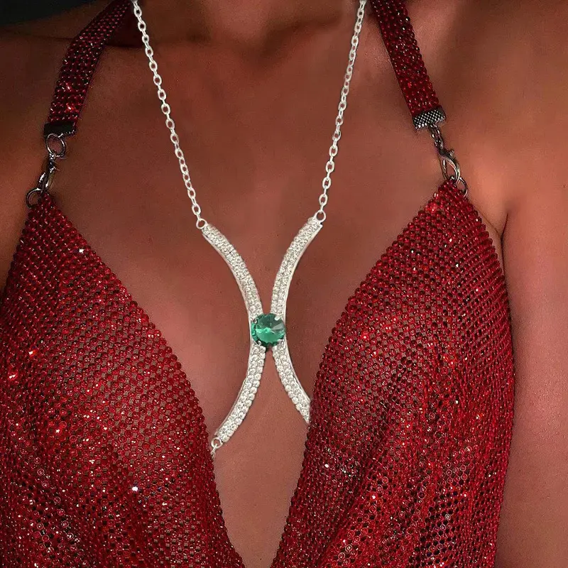 Sıcak satış aksesuarları basit moda tam elmas göğüs seksi vücut zinciri