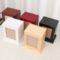 Ataúd Rectangular de Madera Maciza Hecho a Mano para Mascotas, con Marco para Fotos y Urna de Madera para Cenizas de Mascotas