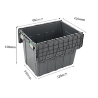 Caisses en plastique solides recyclables 600x400x450mm avec couvercles, empilables, emboîtables, pour la logistique, grands conteneurs de déménagement