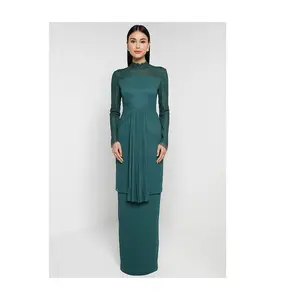 Popular High Quality Islamic Clothing Modern Ethnic Wear Long Sleeve Malaysia Kurung Baju Muslim