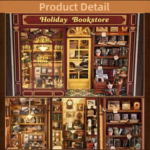 מיני הניתנים להתאמה אישית מיני צעצוע בית ספר מדף ספר חידה ספר נוק רחוב פינת רחוב פינת נופש חנות ספרים מסגרת תמונות רהיטים - Product Image 3