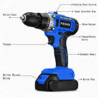 Perceuse sans fil 21V Lithium-Ion, 1350 tr/min, vitesse variable, perçage du bois jusqu'à 40mm, pour bricolage, atelier et réparation