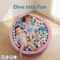 Piscine à balles ronde en mousse souple avec surface en velours pour tout-petits, support orthopédique, certifiée CE EN71, assise sécurisée, modulaire