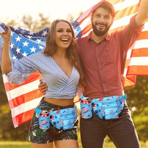 4 de <span class=keywords><strong>Julio</strong></span> Fanny <span class=keywords><strong>Pack</strong></span> America Flag Fanny Running Belt Riñonera con soporte para bebidas Accesorios para disfraces - Product Image 5