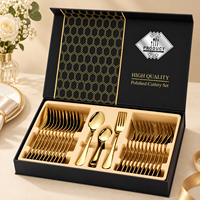 Ensemble de 36 couverts en acier inoxydable poli miroir (cuillères, fourchettes, cuillères à café) pour mariage, restauration et vente en gros
