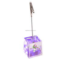 Porte-cartes de visite et de mémos en acrylique cubique de haute qualité avec flotteur liquide (eau/huile) et bulle aquatique, idéal comme cadeau promotionnel