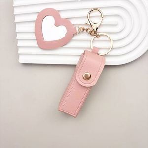 PU Leather Lip Liner Case with Mirror Portable <b>Lipstick</b> Pouch Makeup Organizer for Women Travel Daily Use Travel Makeup Pouch - Product Image 1