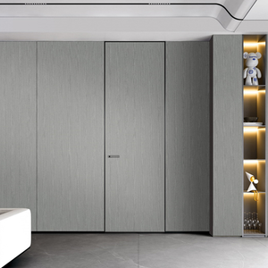 Cửa gỗ nhôm tối giản hiện đại thiết kế ẩn vách ngăn nội thất không khung vô hình cho phòng ngủ và phòng tắm - Product Image 2