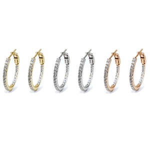 Bijouterie en gros Design élégant Top qualité 18k solide or blanc véritable diamant rond détaillé boucles d'oreilles créoles pour breloques - Product Image 4