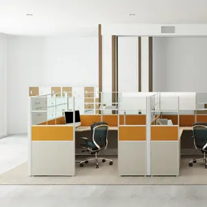 Interior design high partition office workstation table with hanging cabinet