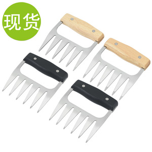 Desmenuzador de carne Bear Claw, herramienta multiusos para barbacoa con mango de madera y acero inoxidable 2cr13, para asar y ablandar la carne - Product Image 4