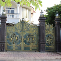Porte d'entrée recourbée à la main, en acier moulé et Aluminium moulé, Portail mural à Double ouverture, nouvelle tendance