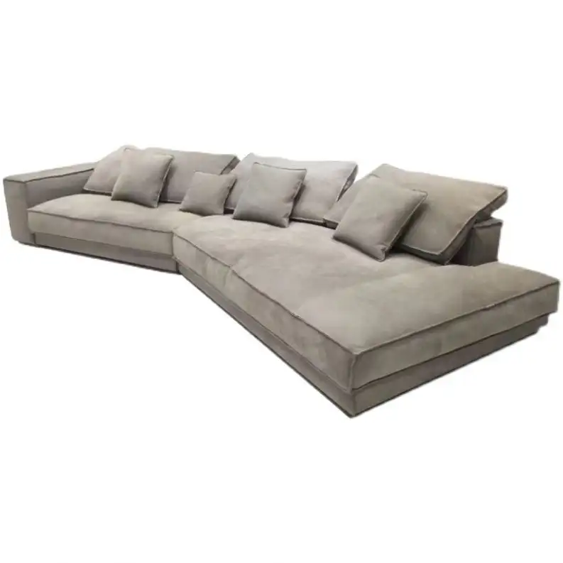 Sofa minimalis Italia, kain sofa minimalis besar lapisan datar Nordik mewah berbentuk sudut bawah teknologi buram