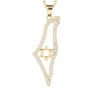 Israel bản đồ Vòng cổ biểu tượng người Do Thái hỗ trợ ngôi sao của Israel David bên trong bản đồ quà tặng người Do Thái jewlery - Product Image 2