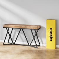 Table console en bois de style industriel Tribesigns avec dessus en grain naturel et pieds en X en métal noir. Parfait pour les entrées de table